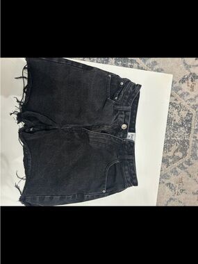 Princess Polly Black Distressed High-Rise Jean Shorts